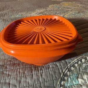 Orange Tupperware bowl